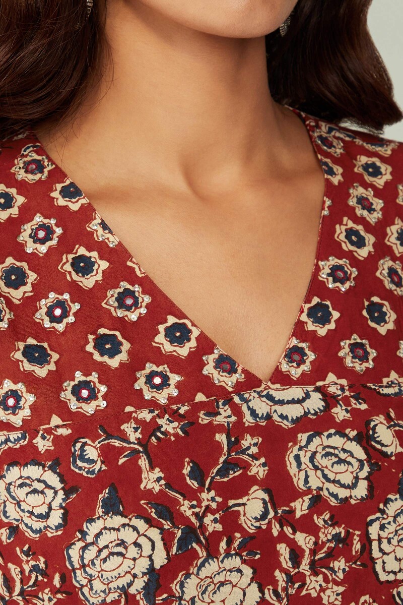 Bagru Hand Block-Printed Viscose Top