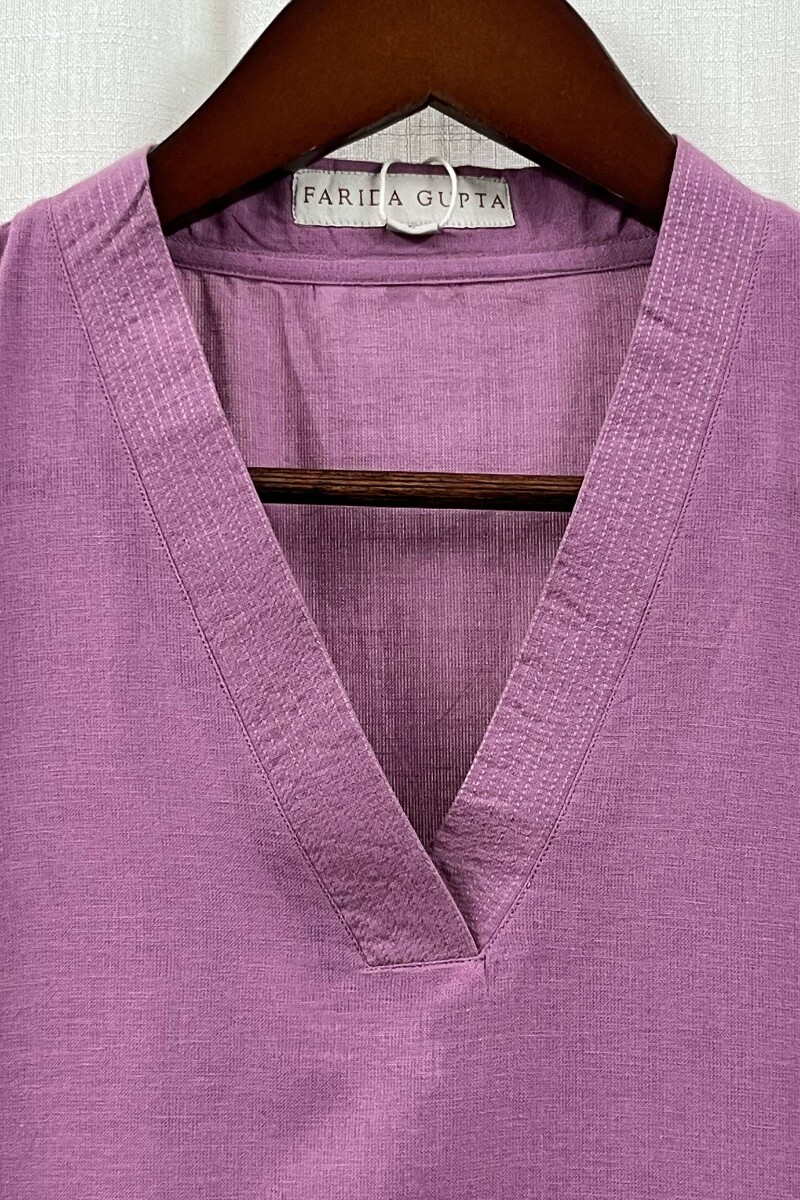 Purple Straight Handcrafted Handloom Cotton Kurta