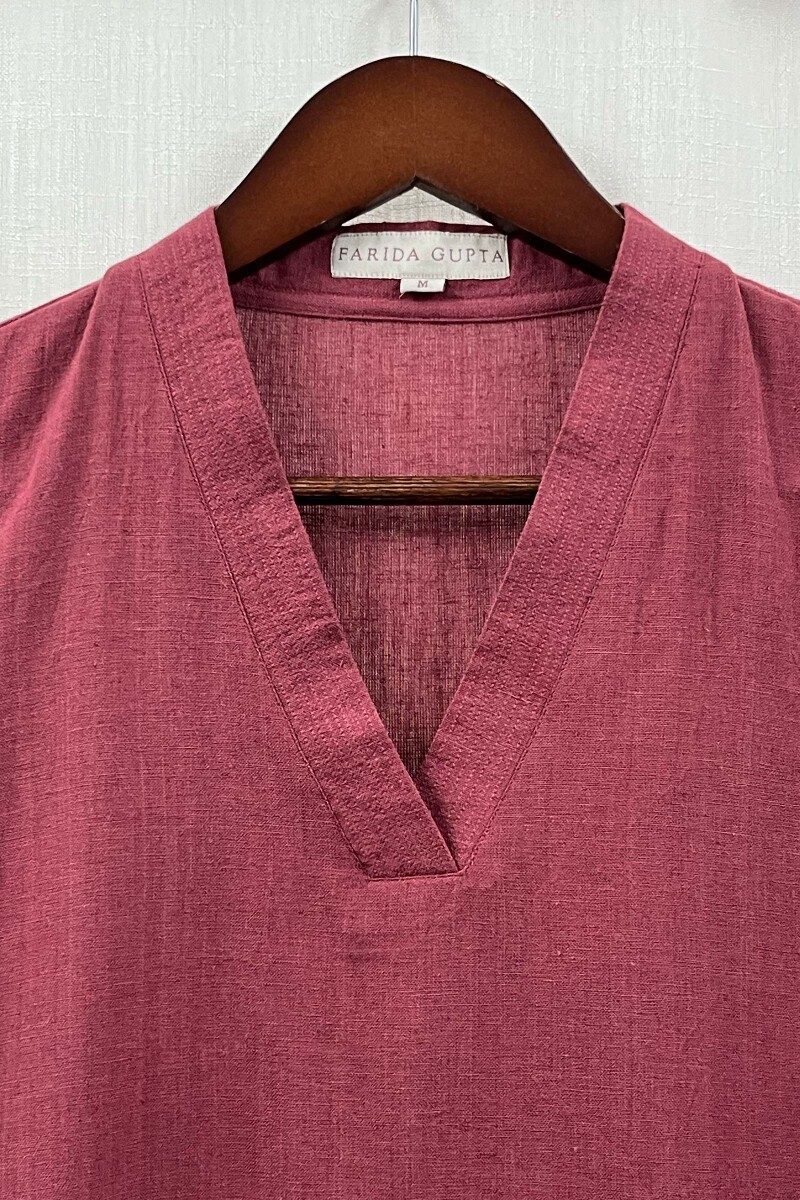 Mauve Handcrafted Straight Handloom Cotton Kurta