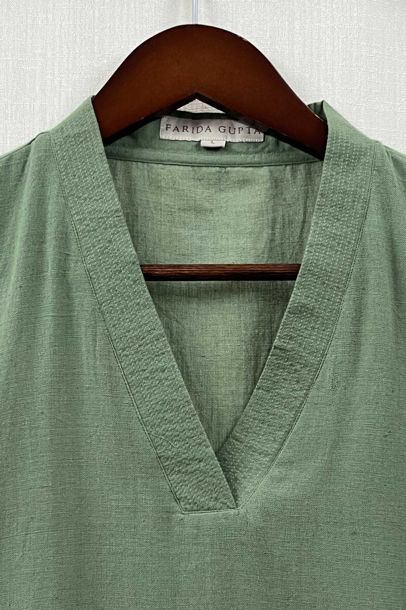 Light Green Handcrafted Straight Handloom Cotton Kurta