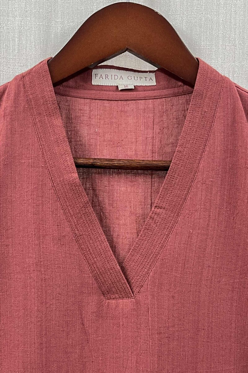 Mauve Handcrafted Straight Handloom Cotton Kurta