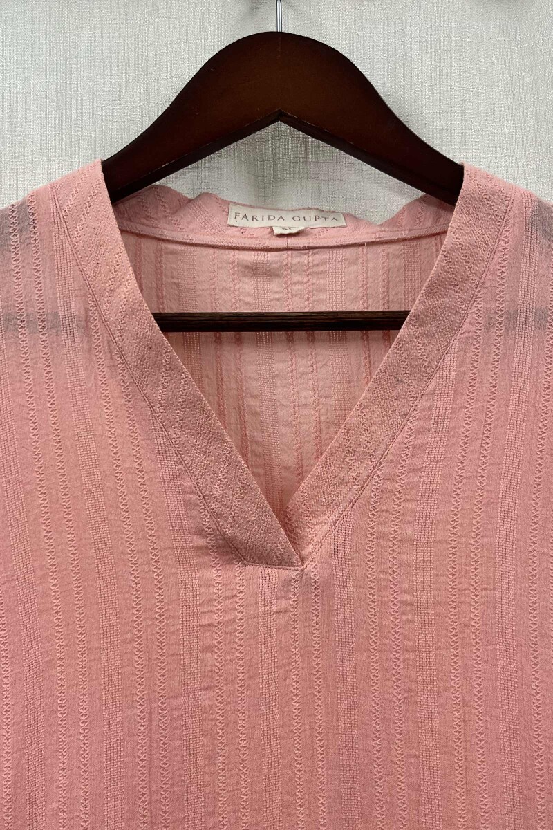 Peach Handcrafted Straight Cotton Dobby Kurta