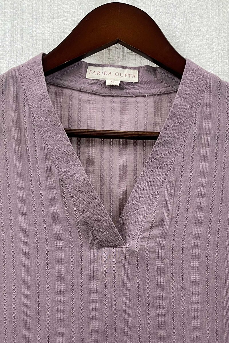 Light Purple Handcrafted Straight Cotton Dobby Kurta