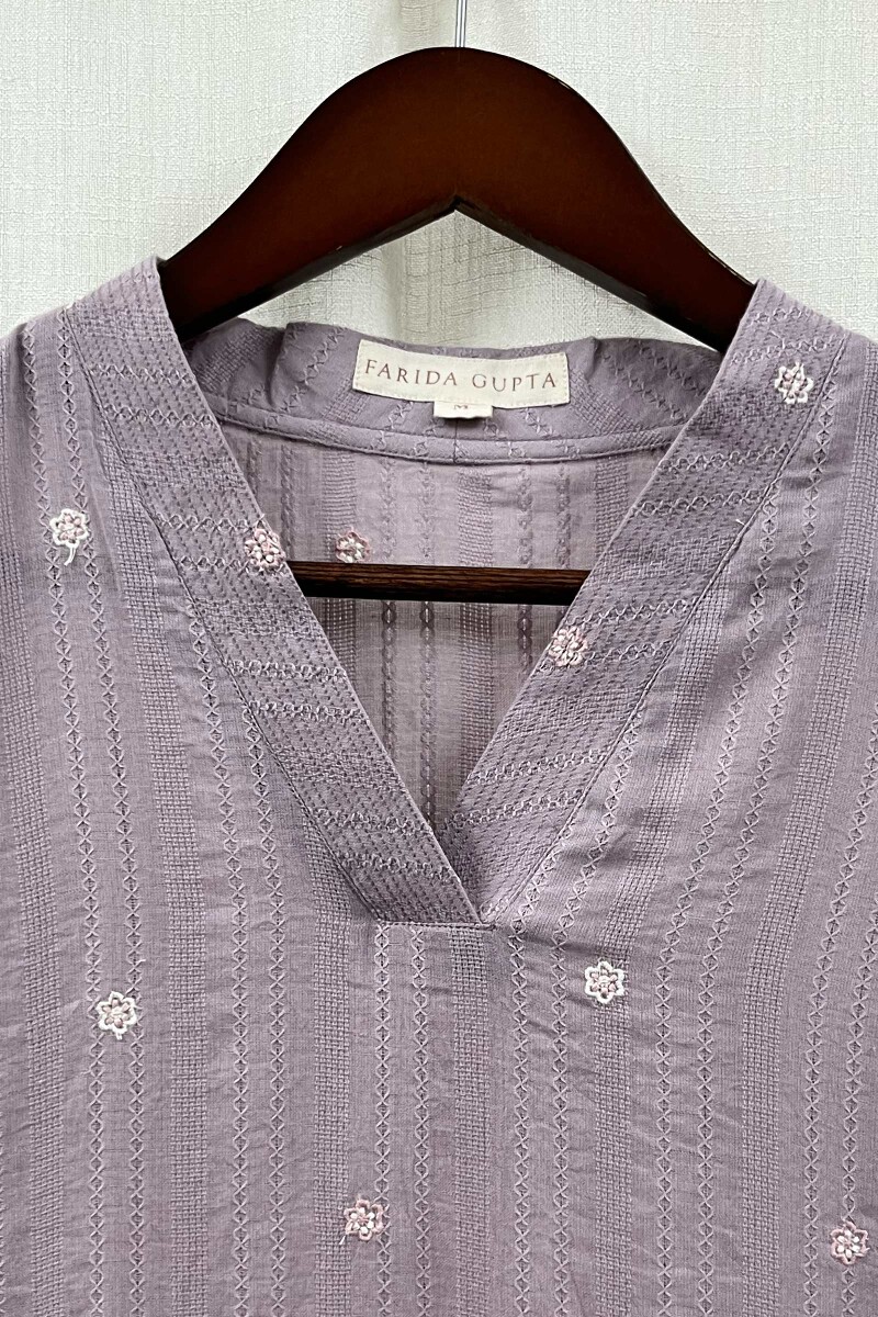 Light Purple Handcrafted Straight Cotton Kurta
