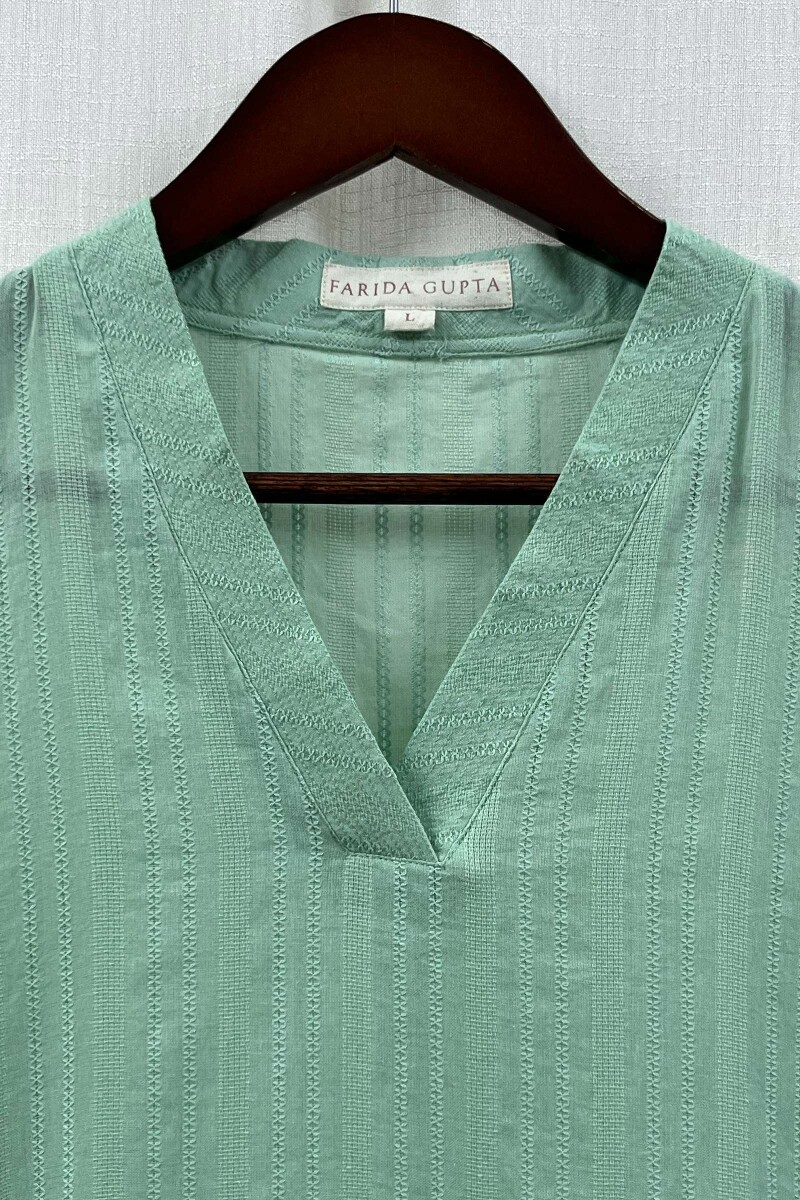Mint Green Handcrafted Straight Cotton Kurta