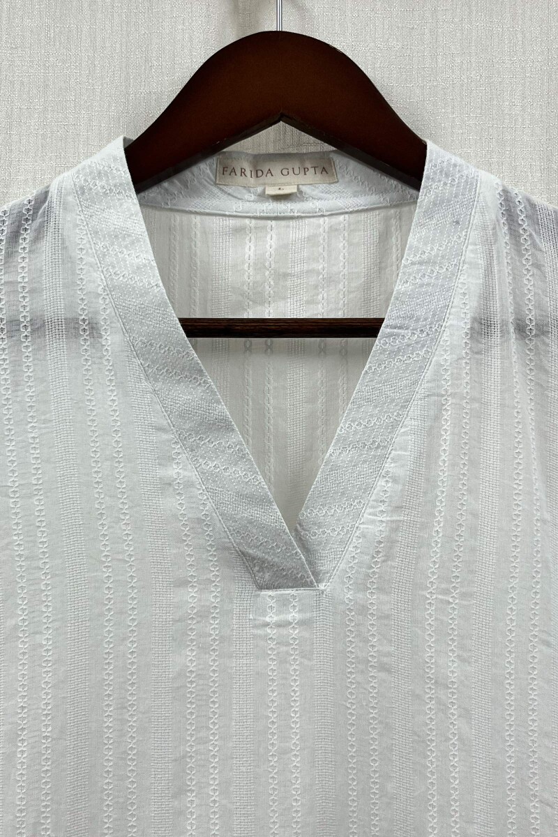 White Handcrafted Straight Cotton Kurta