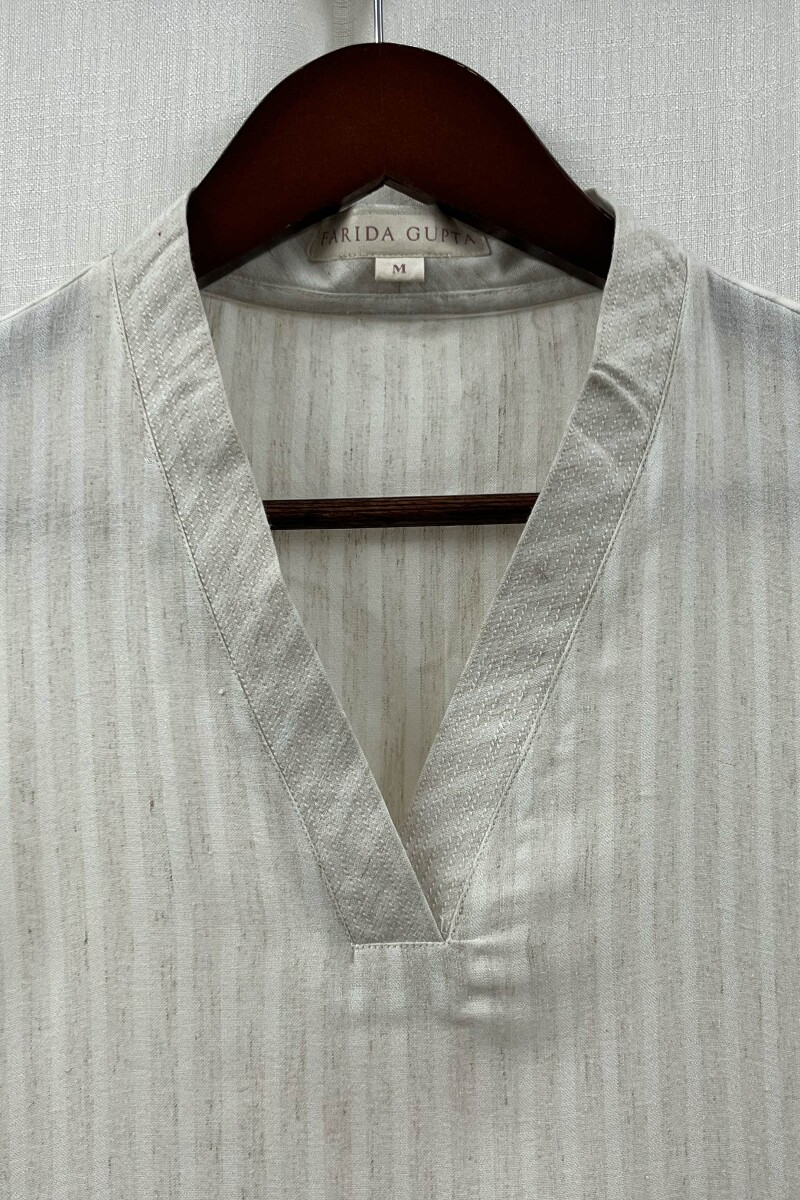 Off-White Handcrafted Straight Handloom Cotton Kurta
