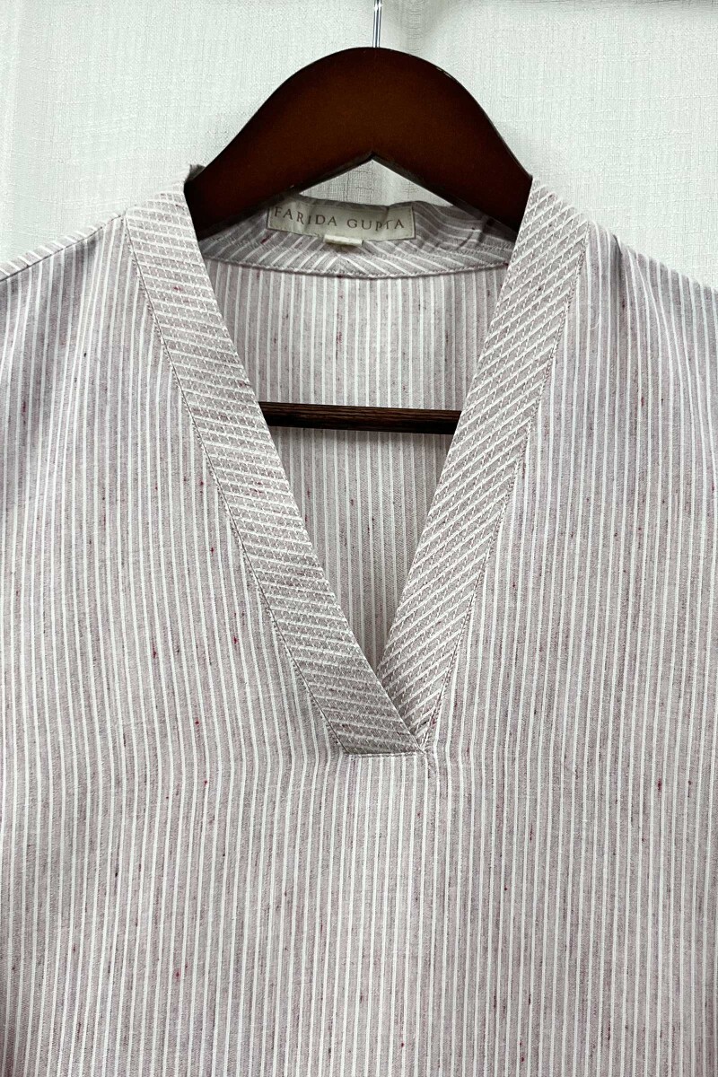 Purple Handcrafted Straight Handloom Cotton Kurta