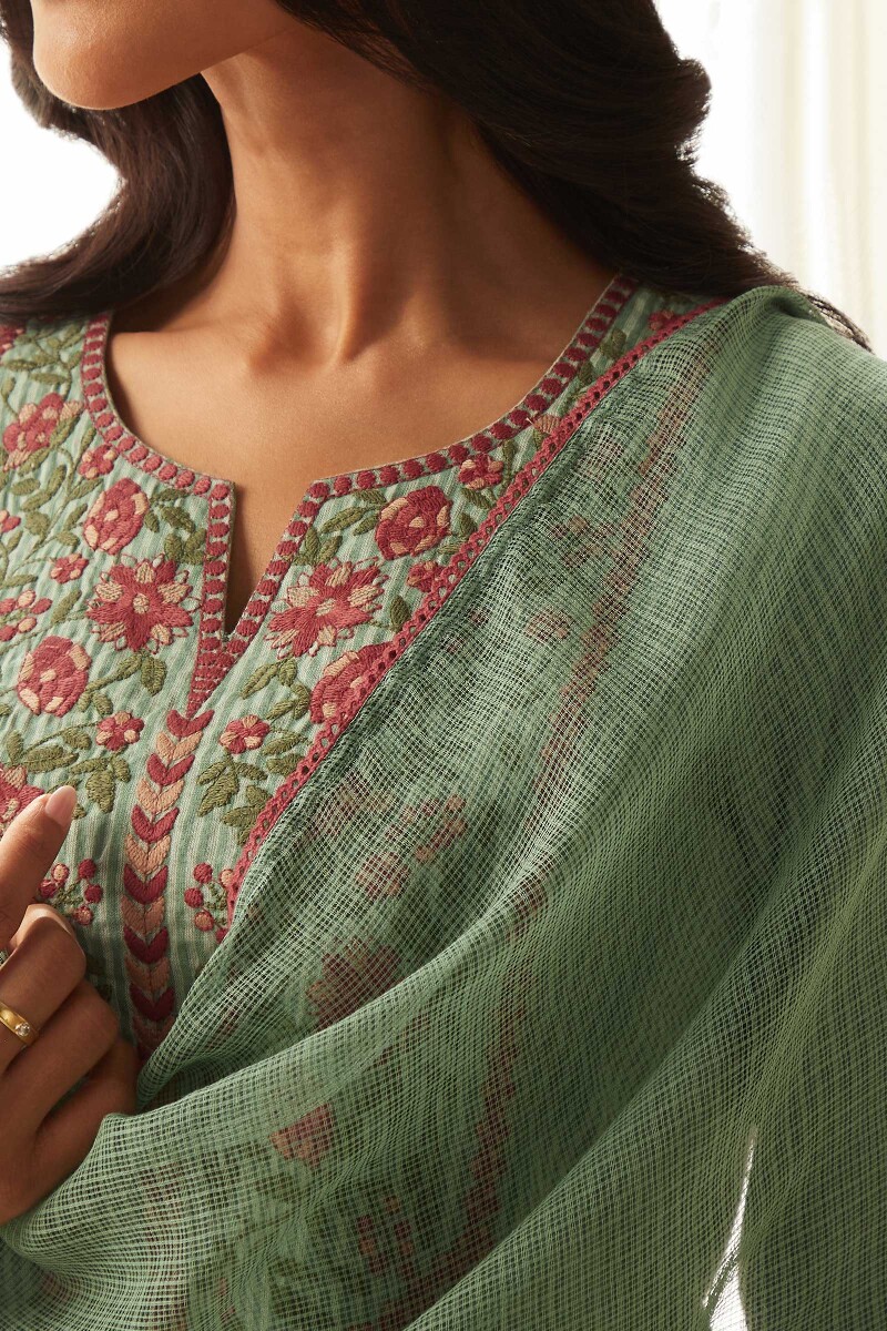 Green Handcrafted Kota Dupatta