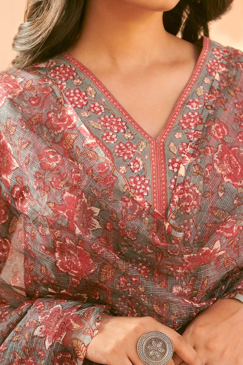 Blue Hand Printed Kota Dupatta