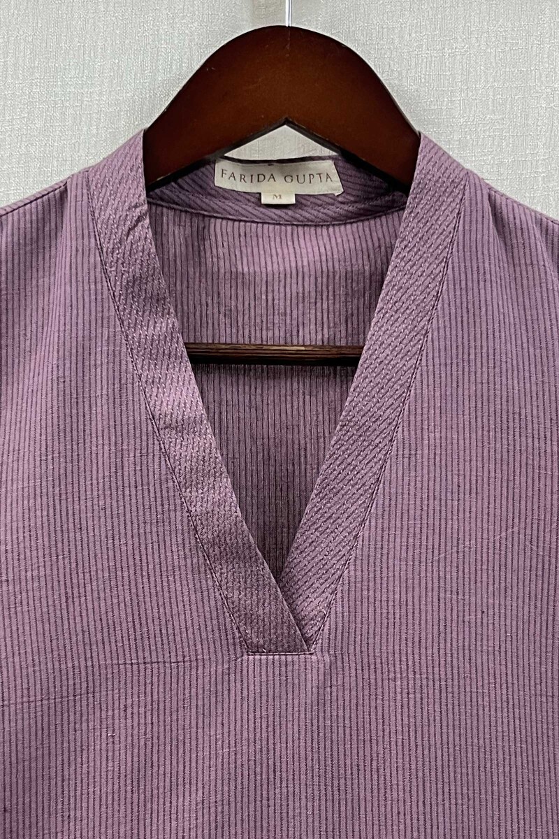 Dark Purple Handcrafted Straight Handloom Cotton Kurta