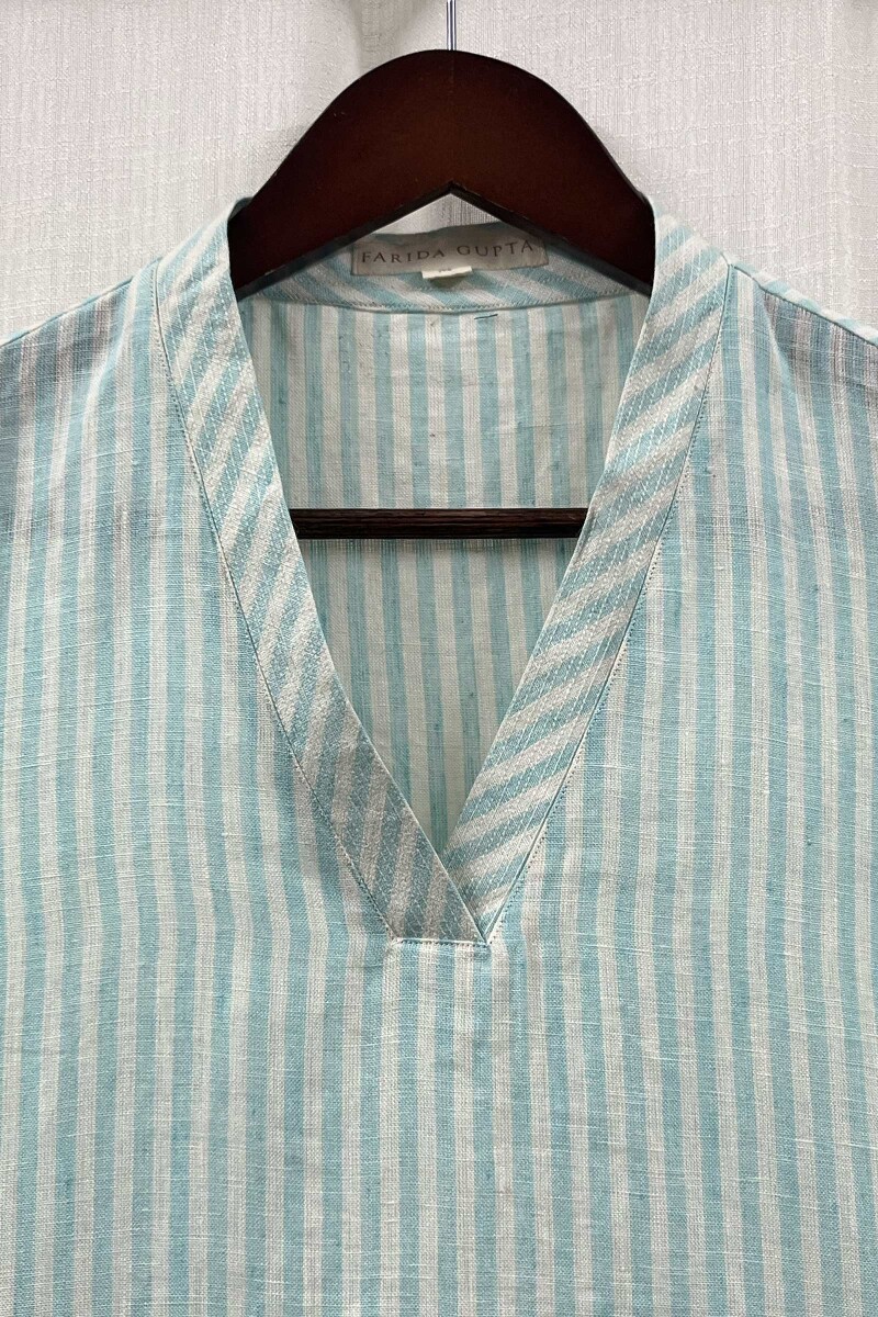 Sky Blue Handcrafted Straight Handloom Cotton Kurta