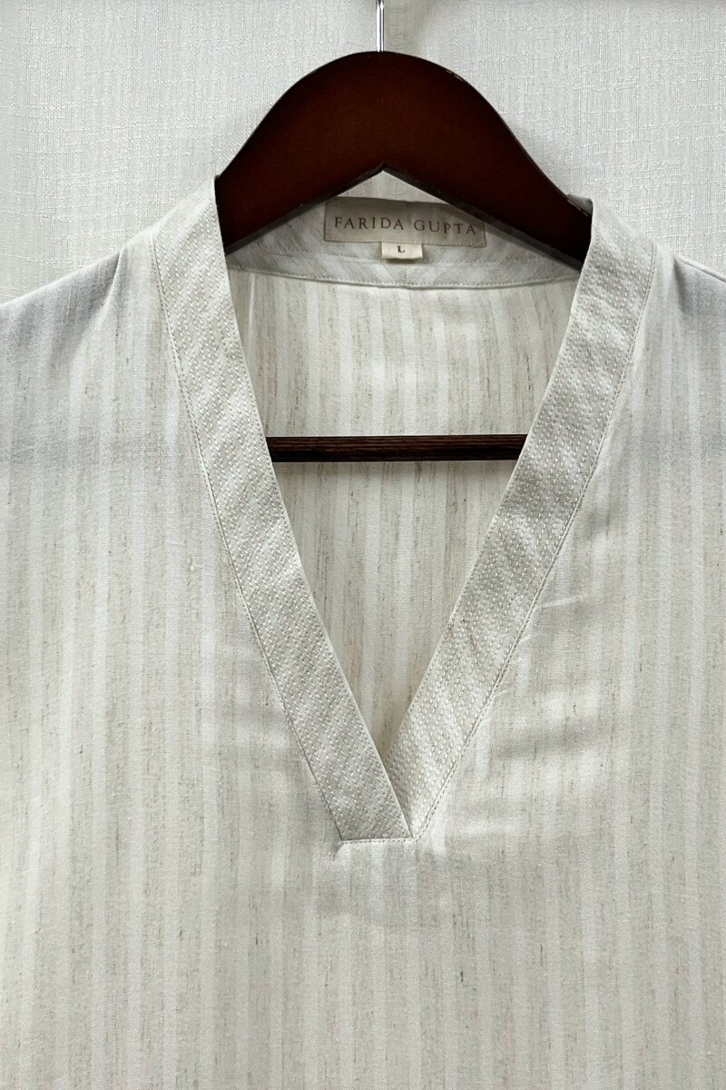 Cream Handcrafted Straight Handloom Cotton Kurta