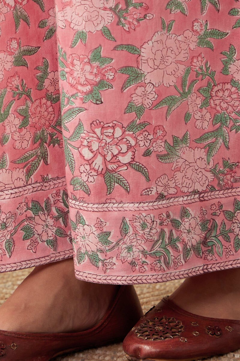 Pink Hand Block-Printed Cotton Farsi