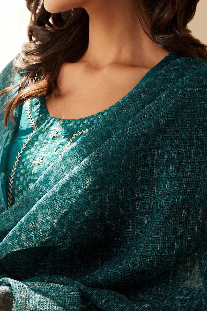 Akola Hand Block-Printed Kota Dupatta