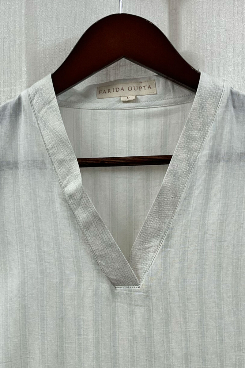 White Handcrafted Straight Handloom Cotton Kurta