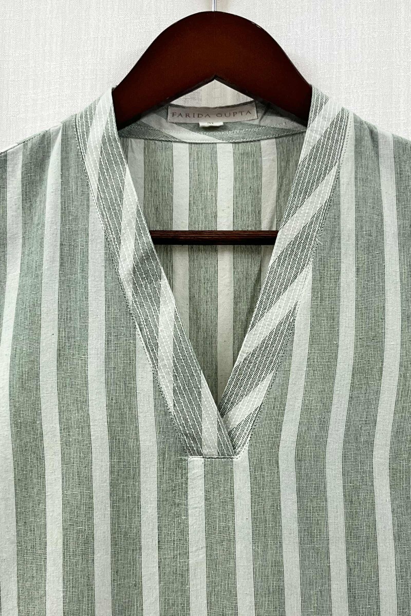 Green Handcrafted Straight Handloom Cotton Kurta