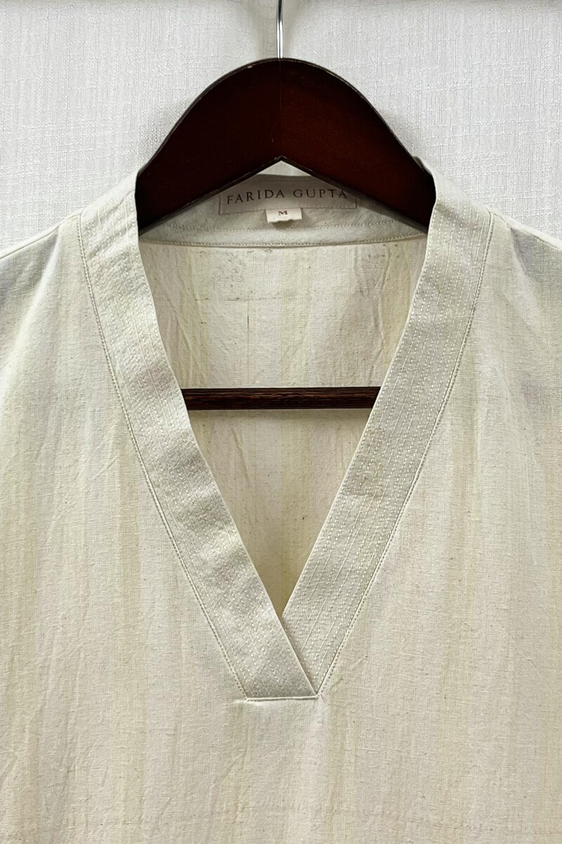 White Handcrafted Straight Handloom Cotton Kurta