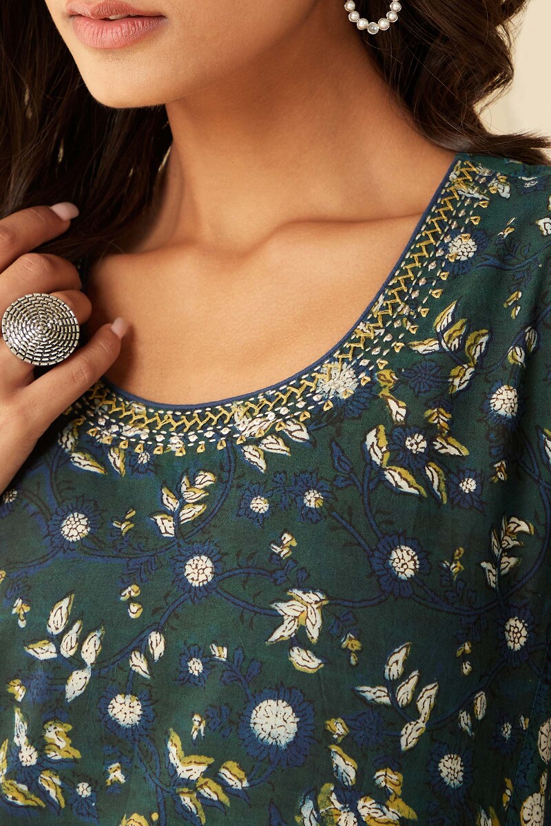 Bagru Hand Block-Printed Straight Cotton Kurta