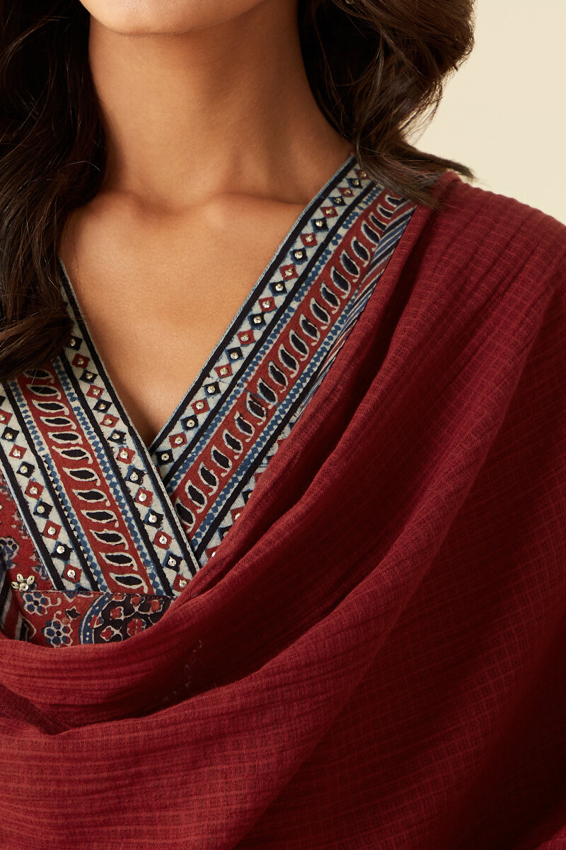 Red Handcrafted Kota Dupatta