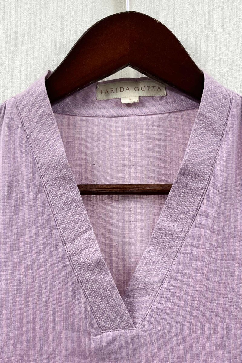 Light Purple Handcrafted Straight Handloom Cotton Kurta