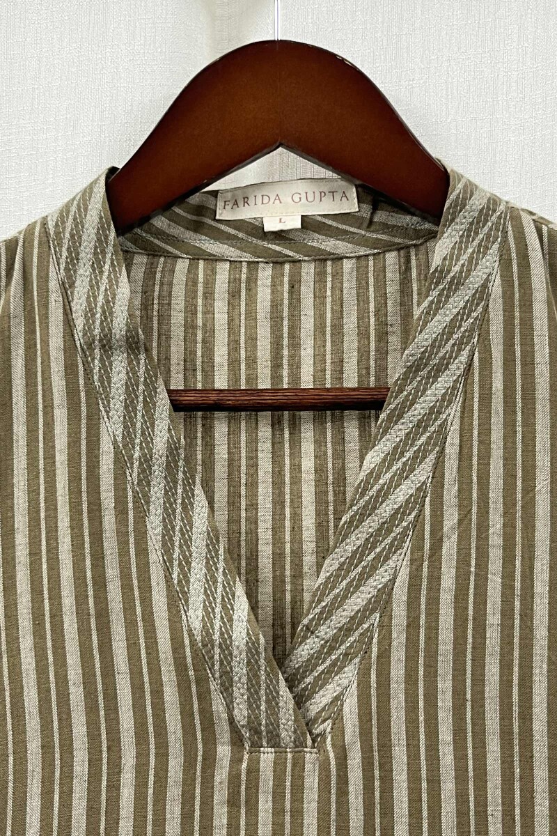 Dark Khaki Handcrafted Straight Handloom Cotton Kurta