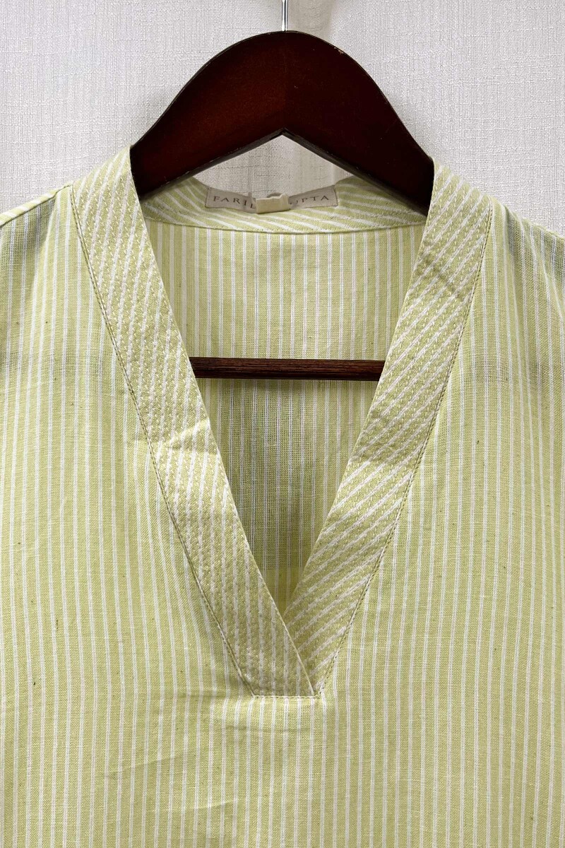 Light Yellow Handcrafted Straight Handloom Cotton Kurta