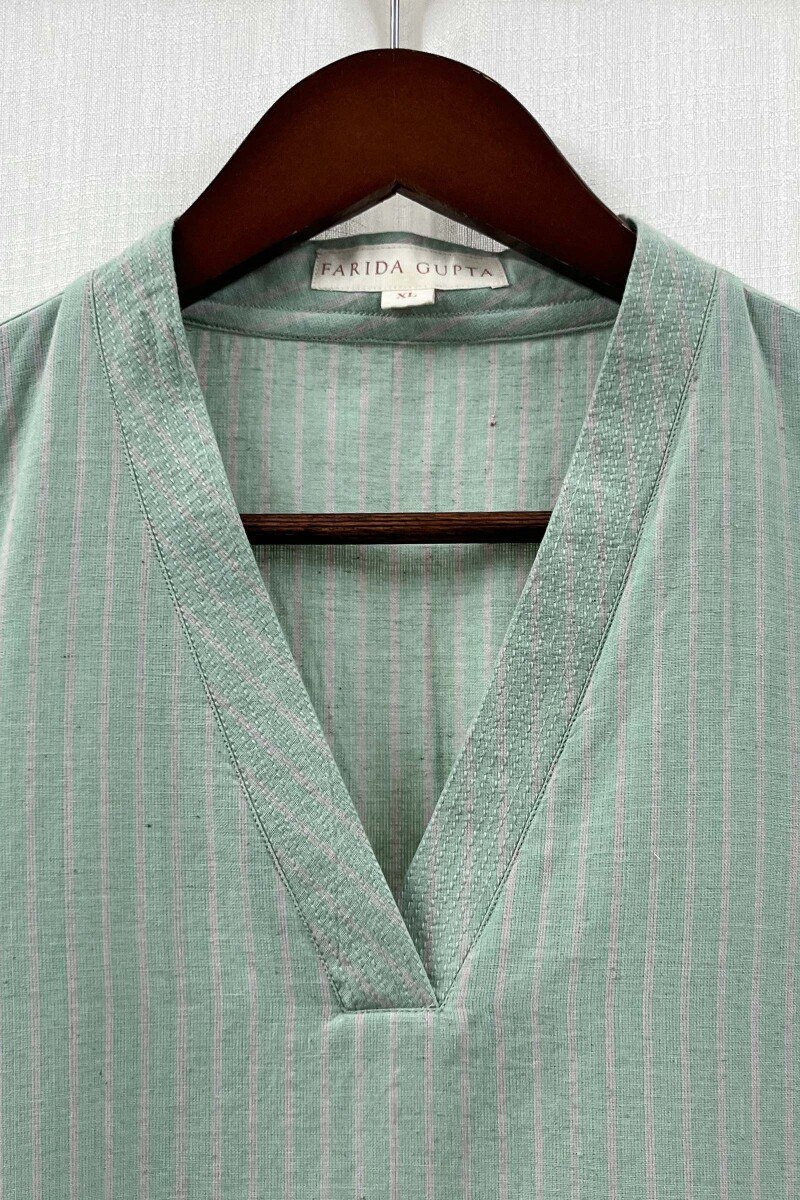 Mint Green Handcrafted Straight Handloom Cotton Kurta