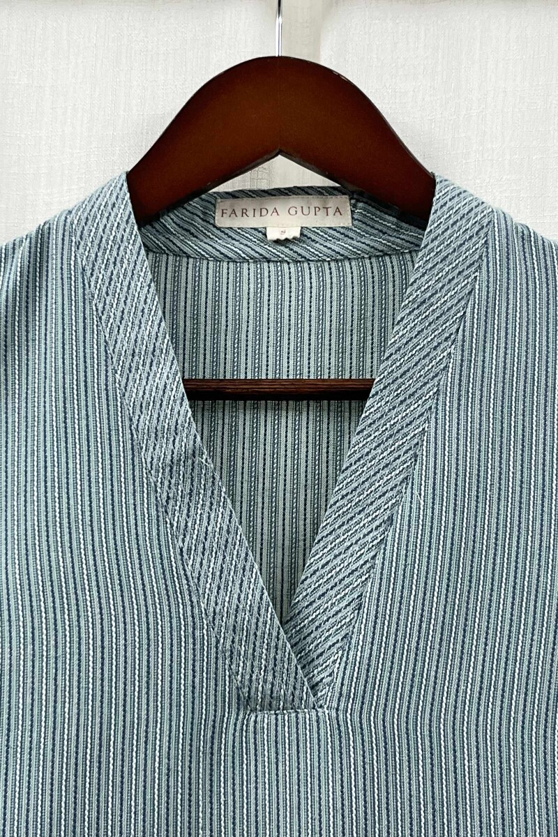 Teal Handcrafted Straight Handloom Cotton Kurta