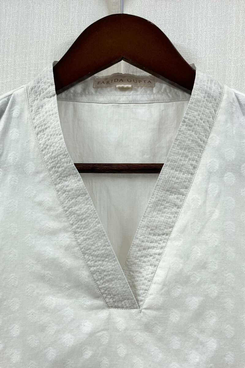 White Handcrafted Straight Chanderi Kurta
