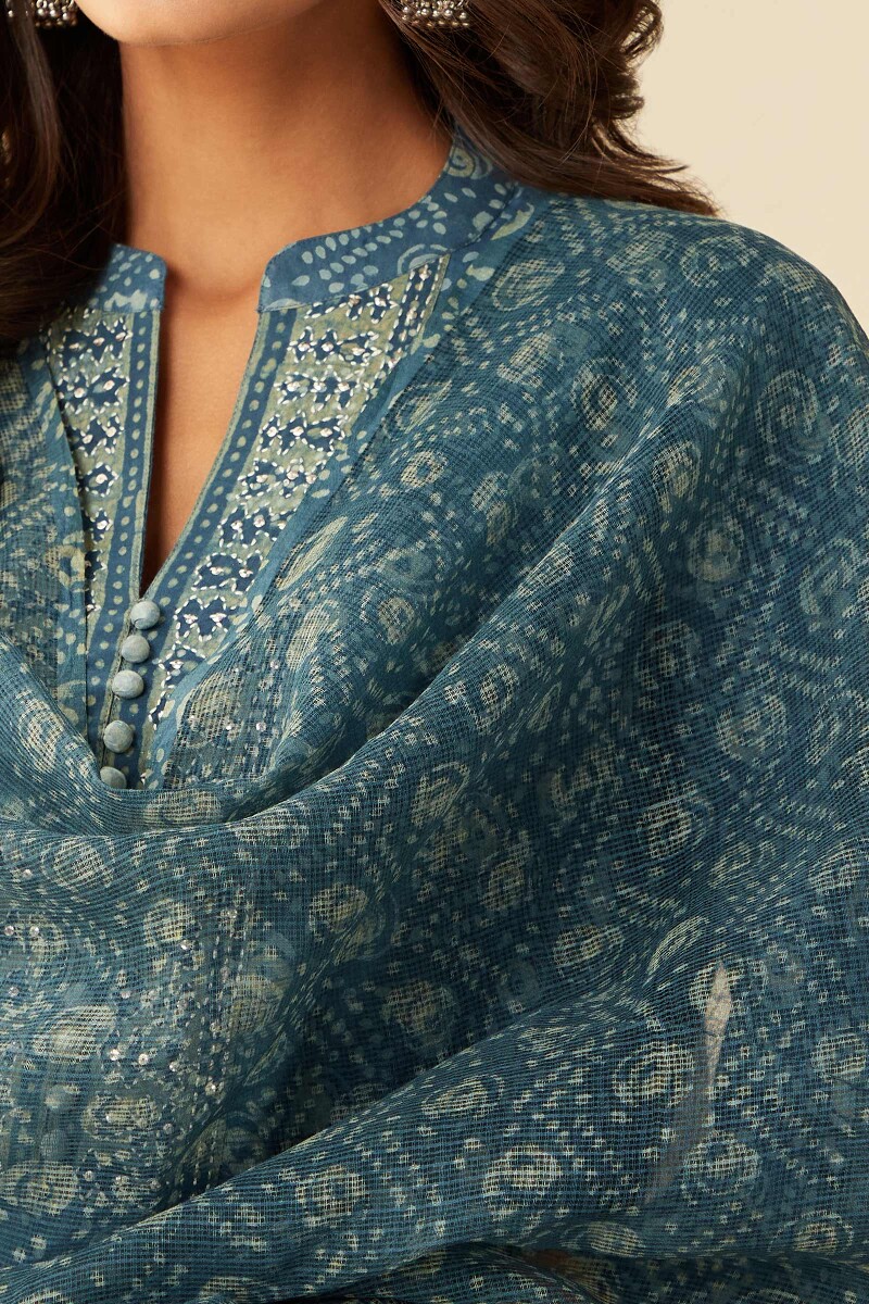 Akola Hand Block-Printed Kota Dupatta