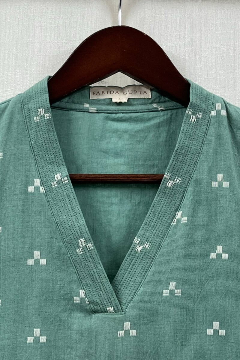 Mint Green Handcrafted Straight Handloom Cotton Kurta