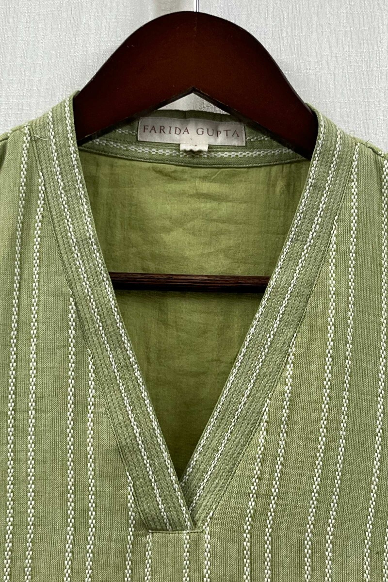 Mint Green Handcrafted Straight Handloom Cotton Kurta