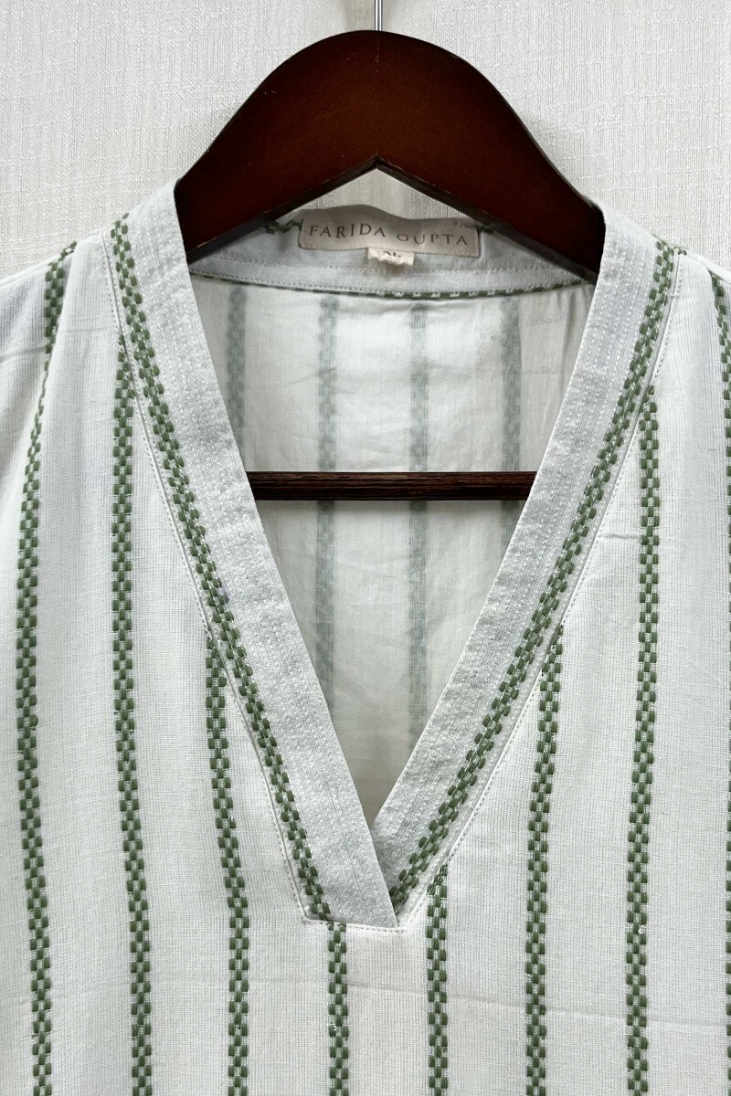 White Handcrafted Straight Handloom Cotton Kurta