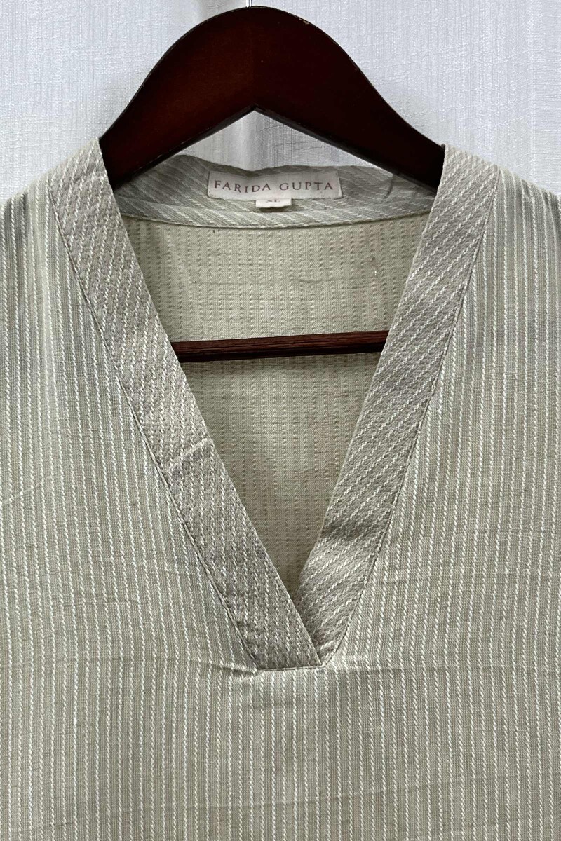 Beige Handcrafted Straight Handloom Cotton Kurta