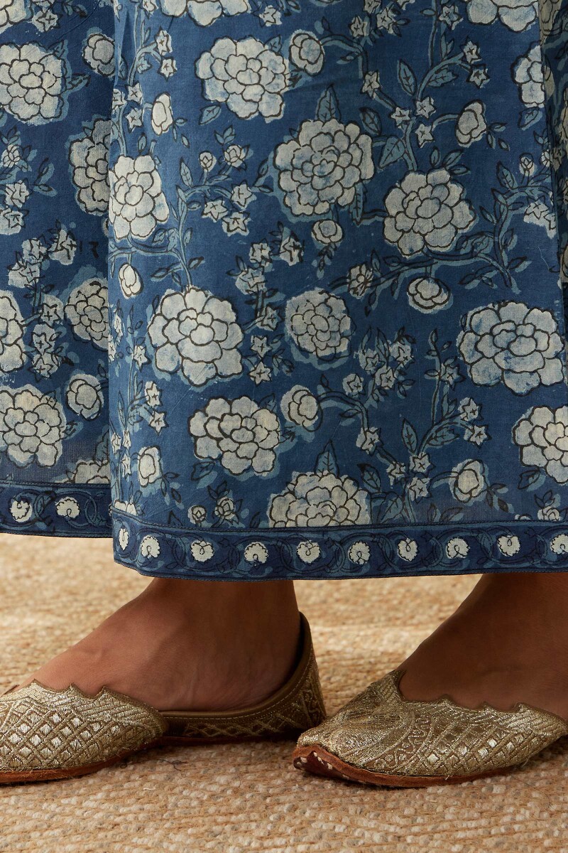 Indigo Hand Block-Printed Cotton Palazzo
