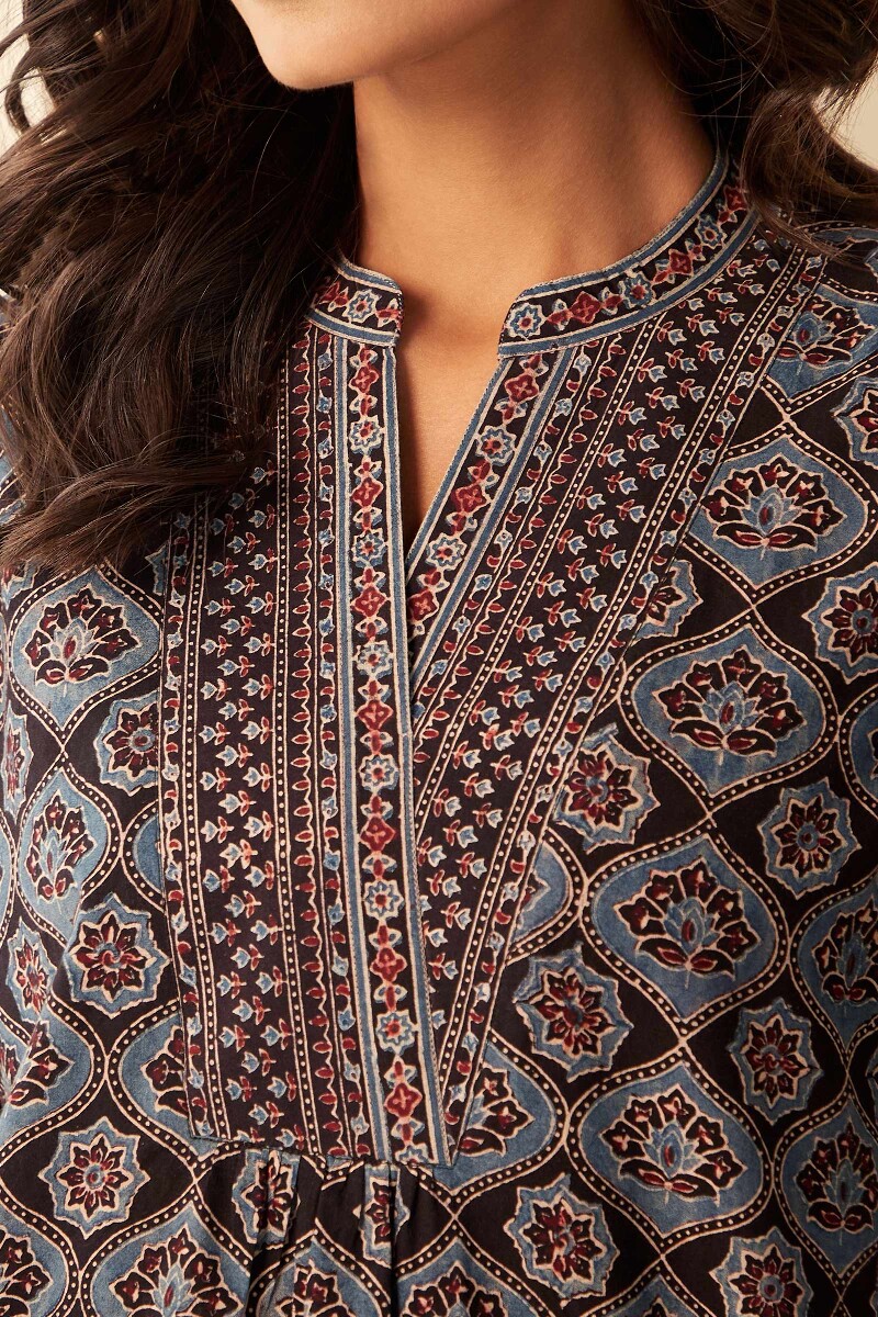 Ajrak Hand Block-Printed Cotton Top