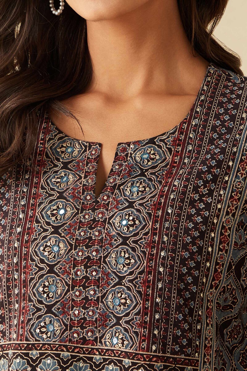 Ajrak Hand Block-Printed Straight Cotton Kurta