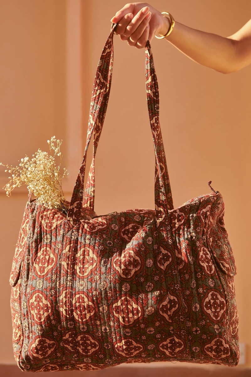 Ajrak Hand Block-Printed Cotton Duffel Bag