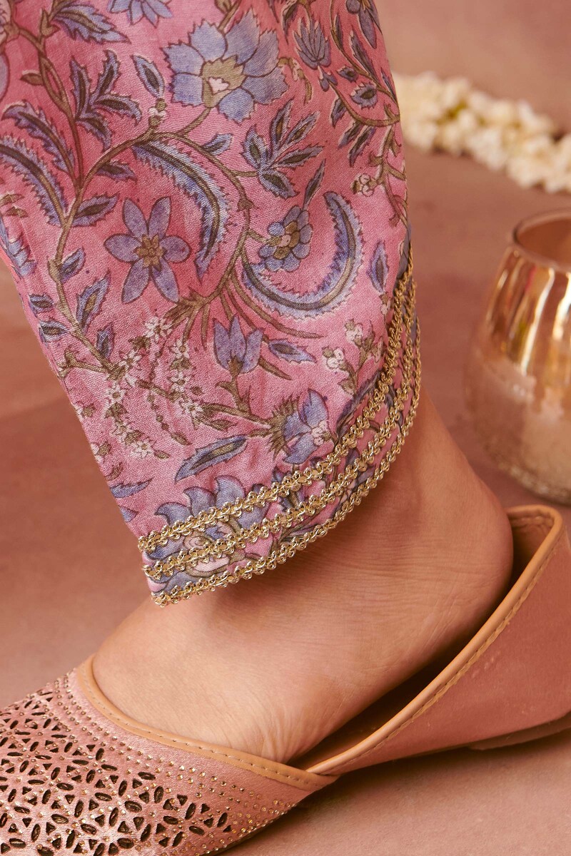 Pink Hand Block-Printed Chanderi Salwar