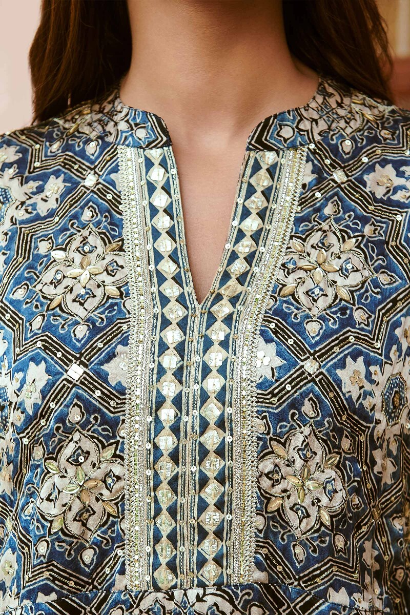 Ajrak Hand Block-Printed Straight Modal Kurta