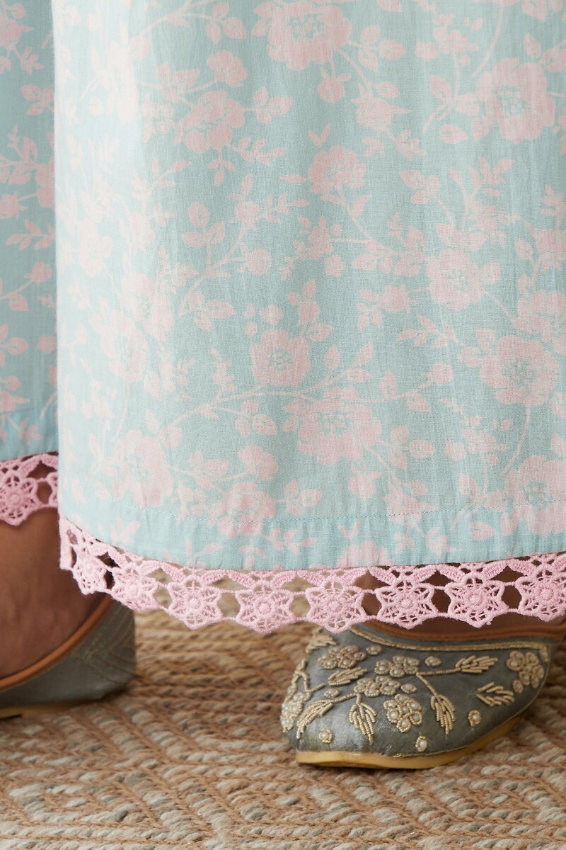 Blue Hand Printed Cotton Palazzo
