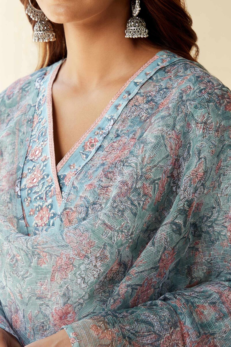 Blue Hand Block-Printed Kota Dupatta