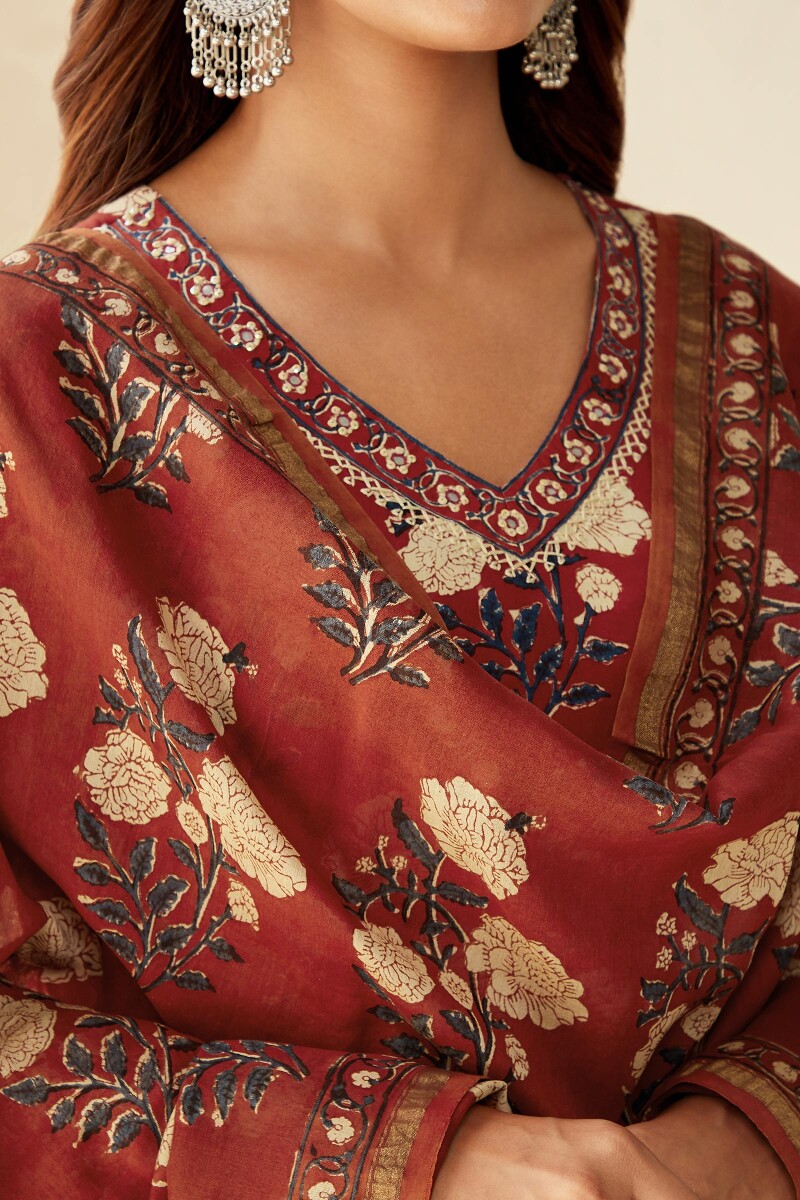 Bagru Hand Block-Printed Chanderi Dupatta