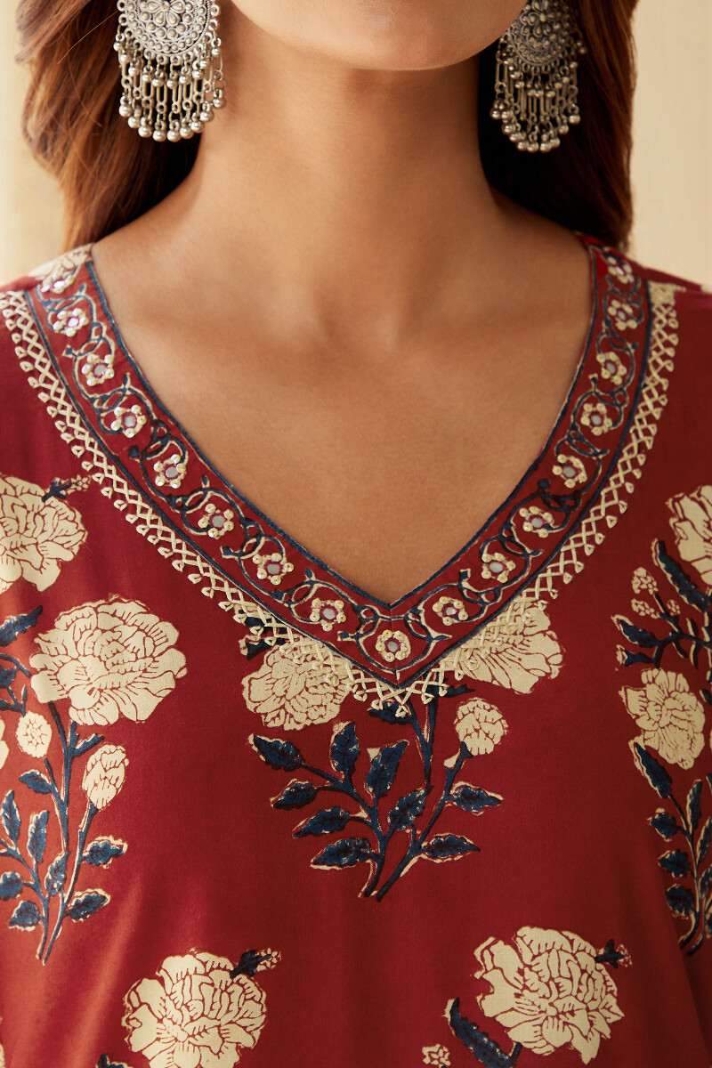 Bagru Hand Block-Printed Straight Modal Kurta