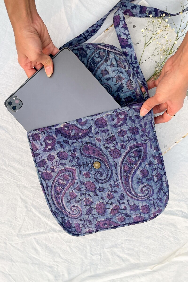 Akola Hand Block-Printed Cotton Crossbody Bag