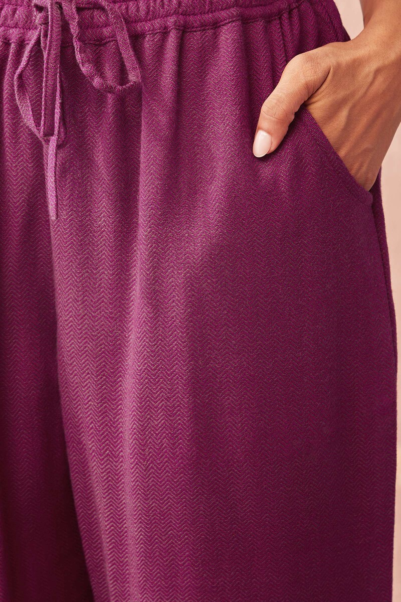 Pink Handcrafted Faux Wool Narrow Pants