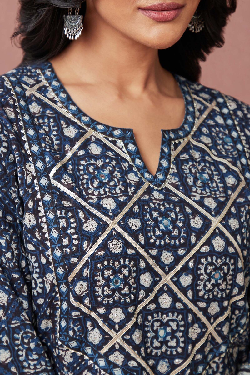 Bagru Hand Block-Printed Straight Cotton Kurta