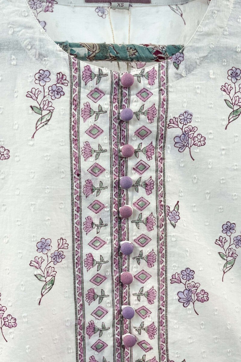 FG Specials: 1 of 1- White Hand Block-Printed Cotton Kurta