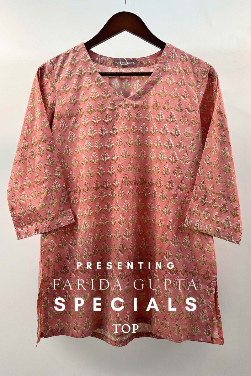 FG Specials: 1 of 1- Pink Hand Block-Printed Cotton Top